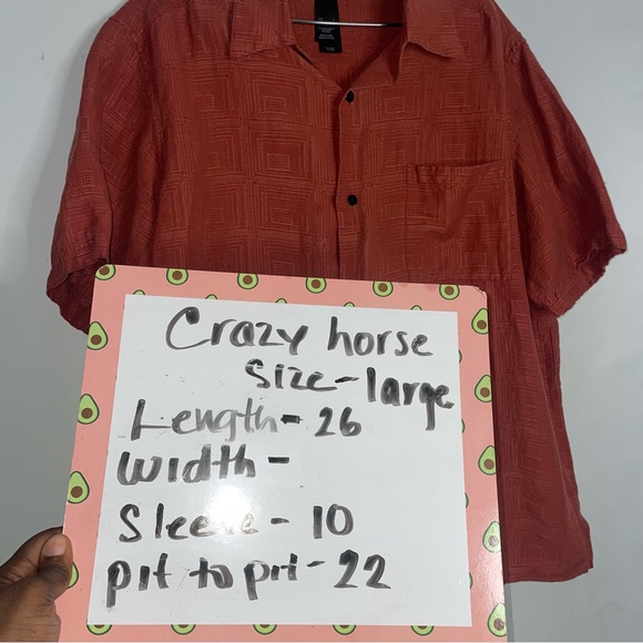 Orange peach crazy horse size large button up short sleeve textured 90s linen - Picture 2 of 9